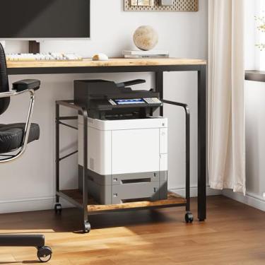 Imagem de Warmiehomy Suporte para impressora embaixo da mesa – mesa grande para impressora com prateleira de armazenamento ajustável – Carrinho de impressora com rodinhas de 2 níveis – Use para 3D, laser,