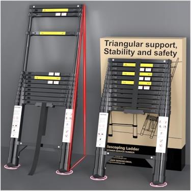Imagem de Escada telescópica de alumínio 3,8 m preta