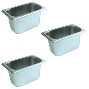 Imagem de 3 Cuba Gastronômica Inox Gn 1/9 17x10x10 Rechaud SelfService - ke home