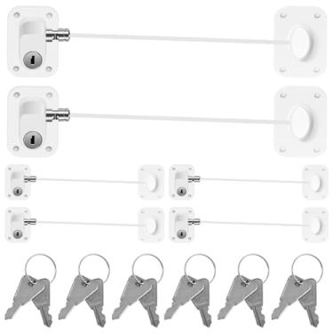 Imagem de WhSunVo 10/6 peças de bloqueio de congelador à prova de crianças fechadura de geladeira com chave autoadesiva combo de bloqueio de geladeira seguro para crianças fechadura de geladeira para armários