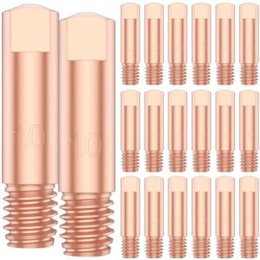Imagem de Kit de pontas de contato com 20 peças, conjunto de pontas de contato de soldagem de cobre durável rosca M6 1 mm tocha de soldagem ponta de contato kit de peças de ferramentas de soldagem