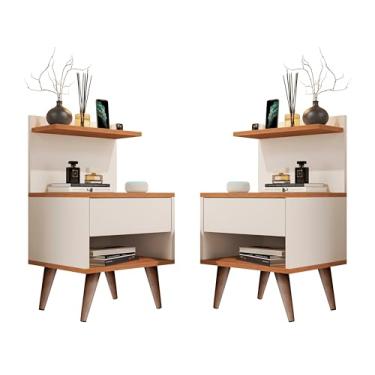 Imagem de Kit 2 Mesa De Cabeceira Para Cama Lateral Quarto Apoio Retro Pé Palito