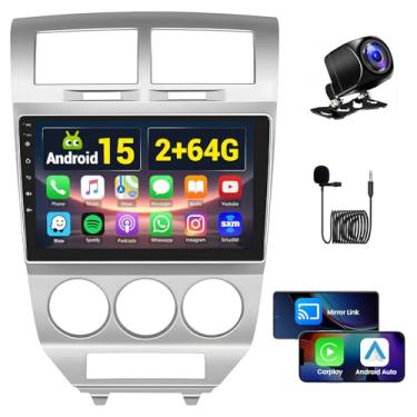 Imagem de 2 + 64 GB Android 15 estéreo para carro Dodge Caliber 2007-2012 com carro sem fio CarPlay Android Auto, rádio veicular com tela sensível ao toque de 10,1 polegadas para calibre com Bluetooth GPS WiFi