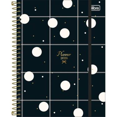 Imagem de Tilibra - Planner Espiral 17,7 x 24 cm West Village 2026 - Fundo Preto Quadriculado