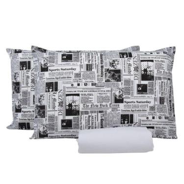 Imagem de Jogo De Lençol Cama Viúva 100% Algodão 150 Fios 3 Pçs Preto