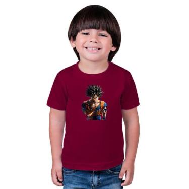Imagem de Camiseta Masculina Infatil Goku Dragon Ball - marcelo, Vinho, 4