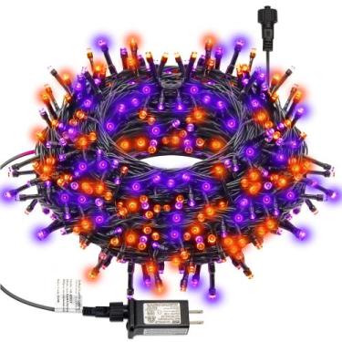 Imagem de Luzes de corda LJLNION 95FT 300 LEDs roxo laranja 110V