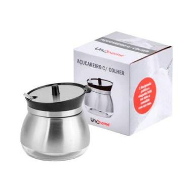 Imagem de Açucareiro aço inox vidro com colher - Uny Home, INOX