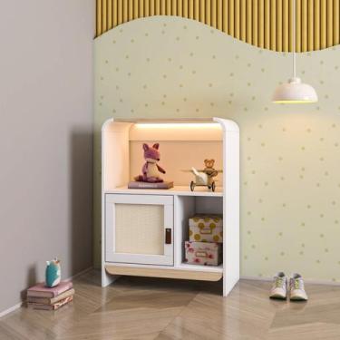 Imagem de Estante Infantil Wave 1 Porta em Rattan, com Led e 2 Nichos Casatema M