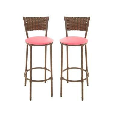 Imagem de KIT 2 Banquetas Alta Encapada Junco ARGILA Area de Lazer Cozinha Balcã