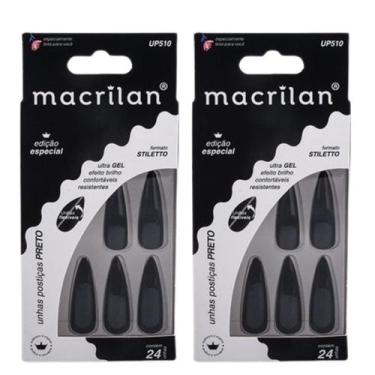 Imagem de Kit 2 Unhas Postiças Stiletto Longa Preto UP510 - Macrilan