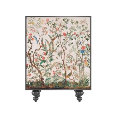 Imagem de Banco de sapatos requintado padrão de flores e pássaros armário de sapatos de madeira maciça, armário lateral doméstico, hall de entrada, decoração de sala de estar para entrada