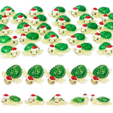 Imagem de Yalikop Estatueta em miniatura verde tartaruga de resina, 32 peças, pequenos animais de resina para esconder para decoração de gramado de jardim, faça você mesmo, casa de bonecas, micro paisagem