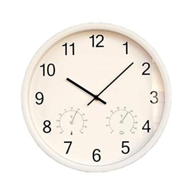 Imagem de XFNVXC Relógio de parede para quarto, simples, moderno, relógio de parede com termômetro, higrômetro, varredura, segundos, silencioso, redondo, sala de estar, quarto, escritório, relógio de quartzo
