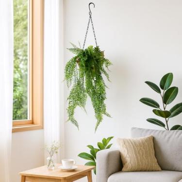 Imagem de Lizzi Home Decor Vaso Decorativo com Samambaia Artificial, Verde, Fibra de Coco, 105cm Altura, Arranjo para Decoração Interior