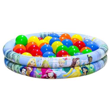 Imagem de Piscina Infantil Inflável 21L Princesas 25 Bolinhas + Bomba