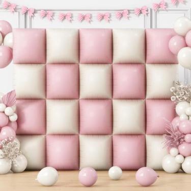 Imagem de Balão de alumínio quadrado HILAVO Dusty Rosa e Branco x20