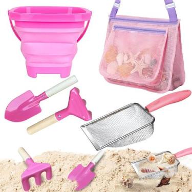 Imagem de Conjunto de praia Sand Toys LIDAGO com pá, ancinho, balde e bolsa de m