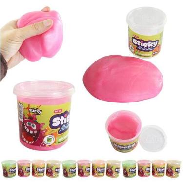 Imagem de Kit 03 Potes de Slime Geleca 130g Metálico Elástico Atóxico - STICK TO