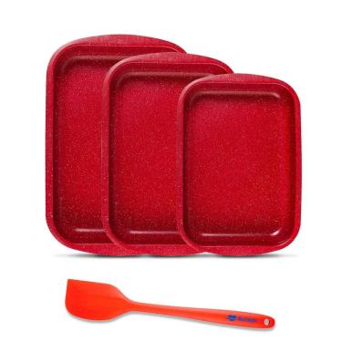 Imagem de Jogo Assadeiras 4 Peças Espatula Silicone Vermelho Duralar