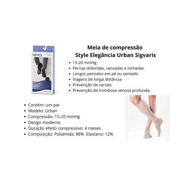 Imagem de Meia Sigvaris Urban 3/4 15-20 Mmhg 193B Preta - G