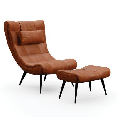 Imagem de Poltrona Sala Sher com Puff Pés Palito de Ferro Corano  - D'Rossi