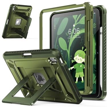 Imagem de INFILAND Capa infantil para iPad A16 11ª geração 11 polegadas (2025), iPad 10ª geração 10,9 polegadas (2022), capa protetora resistente à prova de choque com suporte (verde militar)