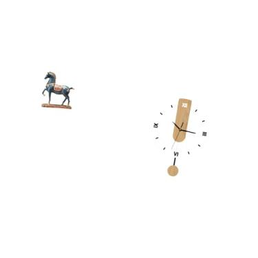 Imagem de Fenteer Escultura de Cavalo em Pé com Grandes Algarismos Romanos, Relógio de Parede Silencioso, Decoração Feng Shui para Mesa, Sala de Estar, Estante E Decora