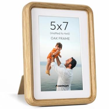 Imagem de Moldura de madeira maciça de carvalho natural 12 x 17 cm da CA-USA com vidro temperado, moldura de madeira feita à mão 12,5 x 17,8 cm fosca, com bordas afiadas e cantos arredondados, suporte de mesa