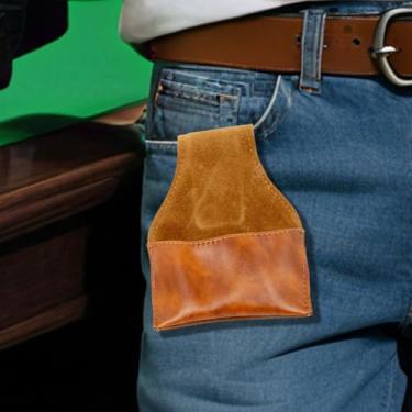 Imagem de Suporte de giz de bilhar bolsa para taco de sinuca de couro PU com clipe, bolsa de giz de bilhar portátil para sinuca, acessórios de piscina (marrom)