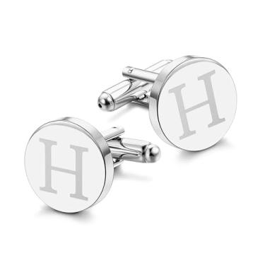 Imagem de Abotoaduras Acessórios Masculinos Joias Clássico Inicial Abotoaduras Presente para Homens Abotoaduras Pretas, Letra A, standard, Cobre, Sem Pedra Preciosa