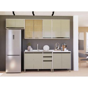 Imagem de Cozinha Modulada Compacta 5 Peças Sem Tampo Linea Luciane Mó Pátina Ff-mocca Laca