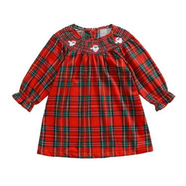 Imagem de Vestido de Natal Socutebabe Toddler Girl 4-5 anos Plaid