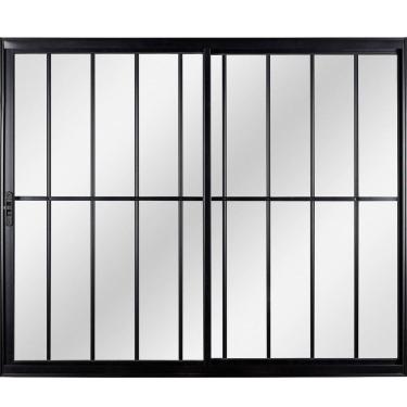 Imagem de Janela Correr 2 Folhas Móveis com Grade Vidro Liso 150x100cm Ecosul Esquadrisul Preto