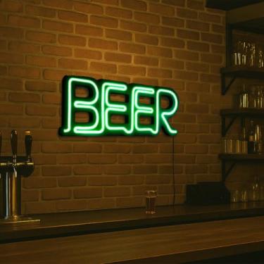 Imagem de Painel Luminoso Neon Led Decorativo Letreiro Beer em PVC Decorativo Bares e Restaurantes