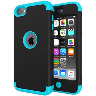 Imagem de Capa para iPod Touch 5, capa para iPod Touch 6, capa protetora resistente de alto impacto para Apple iPod Touch 5 6ª geração, Black/Sky Blue