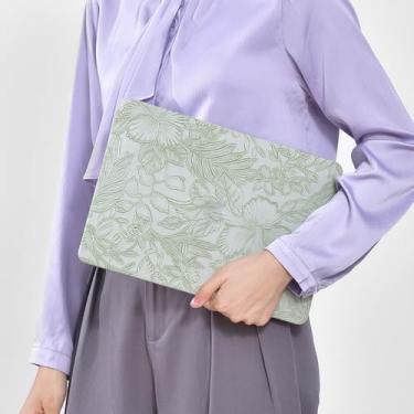 Imagem de Miloocul Compatível com MacBook Pro 14 A2992/A2918/A3401/A3112/A3185 2021-25 Capa rígida de couro floral com capa de teclado (verde claro, Mac Pro 14 A2992/A2918/A3401/A3112/A3185)