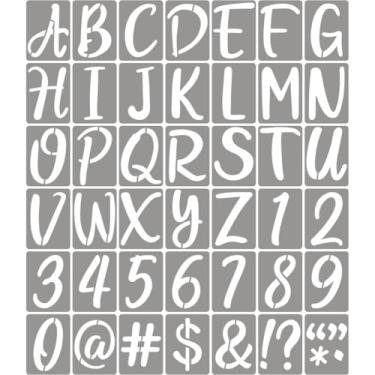Imagem de XANGEY Estênceis de letras de 30 cm para pintura – pacote com 42 modelos de letras do alfabeto com sinais, estênceis de plástico reutilizáveis para quadro-negro, pintura artesanal de madeira de rocha