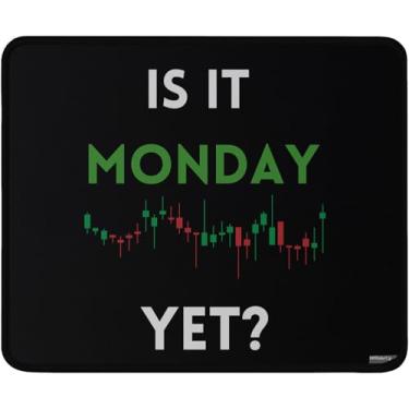 Imagem de Mouse pad de negociação de ações com base antiderrapante, preto, design Is It Monday Yet lavável, 24 x 19 cm, borracha densa, padrão de gráfico de velas