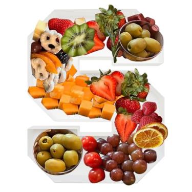 Imagem de ANNJINT Caixa de charcutaria de plástico preenchível com letras, bandeja reutilizável em forma de alfabeto de 25,4 cm para aniversários, pratos decorativos de festa para exibição de doces (letra S)