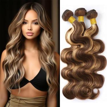 Imagem de Pacotes de tecelagem de cabelo QEUOPE Highlight Body Wave P4/613 30 cm