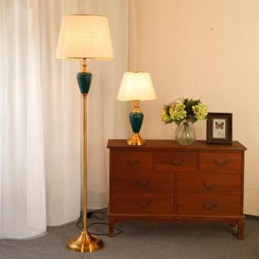 Imagem de Luminária de chão contemporânea de luxo em cerâmica, estilo retrô americano, para sala de estar, quarto, escritório, casa de campo ou hotel. Luminária de chão decorativa criativa em LED, com