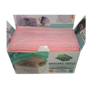 Imagem de Mascara tipo cirurgica tripla rosa protdesc (cx 50 ) 