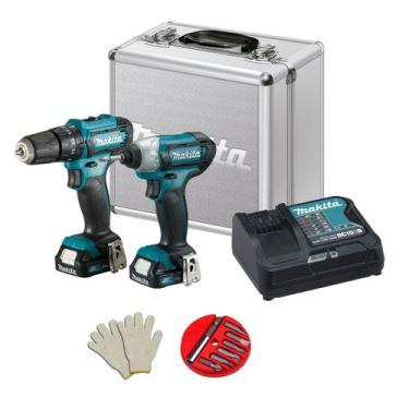 Imagem de Kit Parafusadeira Furadeira impacto e Chave de Impacto Makita 12v, com
