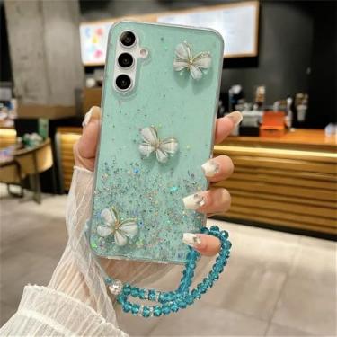 Imagem de Capa de silicone macia com pulseira de cristal borboleta e glitter para Samsung S24 S23 Ultra S21 S22 Plus S20 FE S10 Note 20 10 Plus, 05, para Samsung S22Ultra