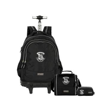 Imagem de Kit Harry Potter Mochila Rodas + Lancheira Estojo Triplo Pt