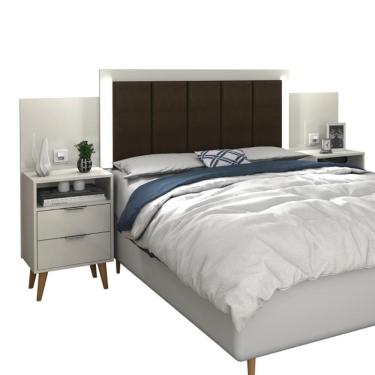 Imagem de Cabeceira Regulável Triz com Mesa de Cabeceira Off White