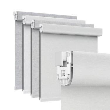 Imagem de Grandekor Persianas de rolo blackout No Drill No Tools - 85 cm x 182 cm Texturizado - Branco | Persianas sem fio Free-Stop com proteção UV | Ajuste personalizado para casa, quarto, escritório, sala de