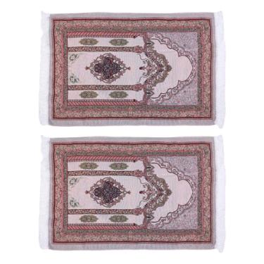 Imagem de Pssopp Tapete de Oração de Algodão, 2 Peças, Tapete de Oração Decorativo Com Contas de Oração Tasbih para Decoração de Casa, Viagem, Meditação Diária