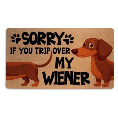 Imagem de Tapete de porta engraçado para cães Wiener 45 x 76 cm, capacho de coco de coco sintético com suporte de PVC antiderrapante, tapete de boas-vindas impresso em dachshund fofo para entrada interna ao ar